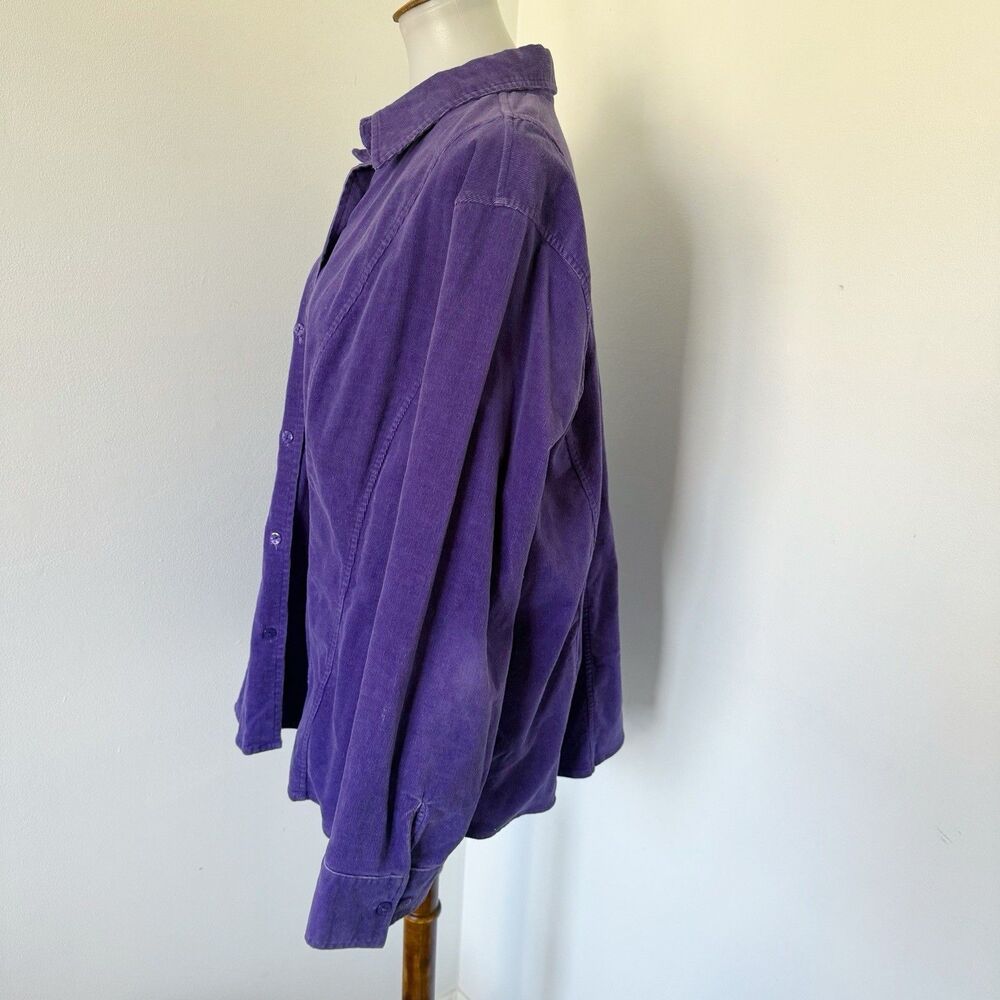 Women's Vtg Y2K Purple Cord Corduroy Shacket Shirt Jacket 3X Cotton Stretch - Picture 11 of 16